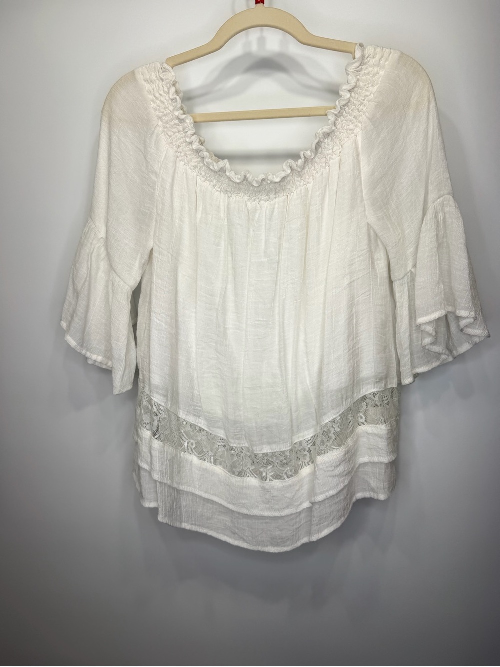 Thalia Sodi Boho White Lace-Trim Peasant Blouse - Picture 8 of 11
